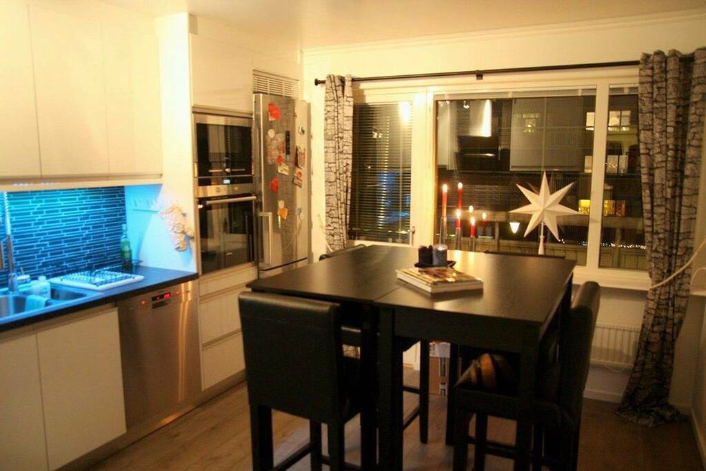 Kitchen with a dining table