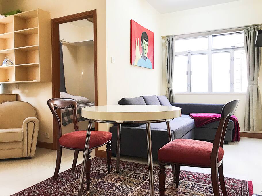 Living room + dining area