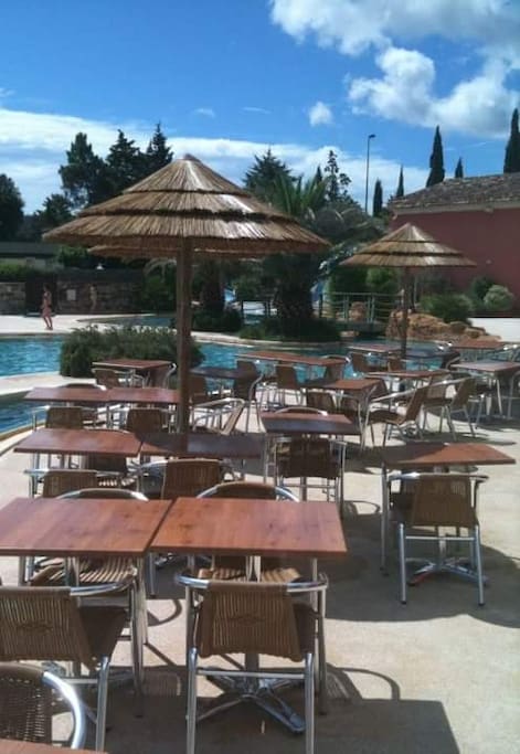The swimingpool on the resort.