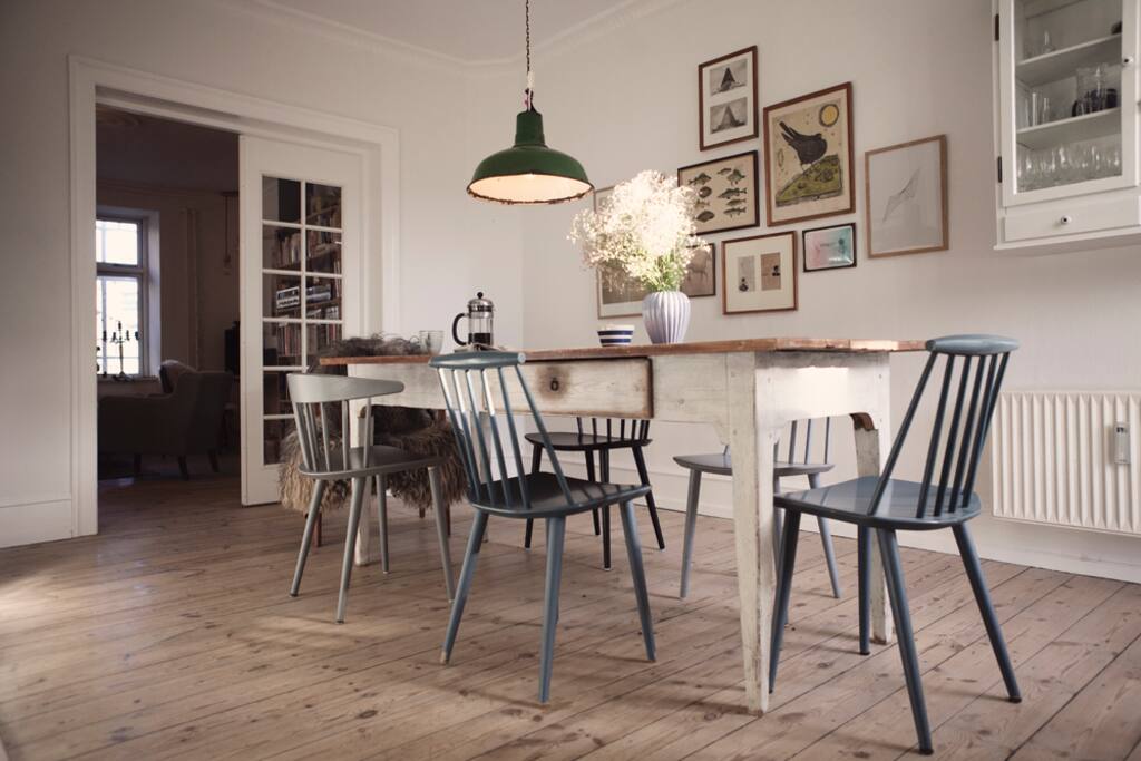 Dinning kitchen connected with the living room. Doors can be closed