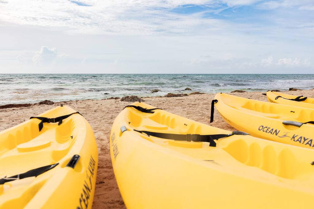 The waters of Riviera Maya are calm enough for kayak excursions.
