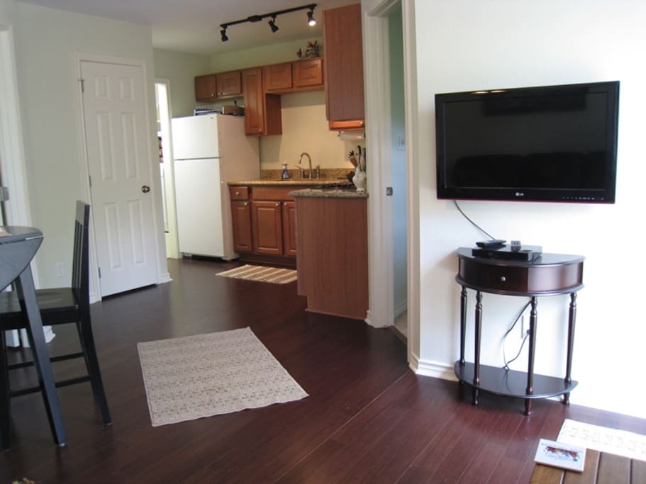 Living area and kitchen