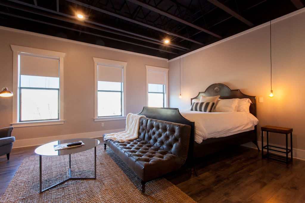 Luxurious king sized feather bed.