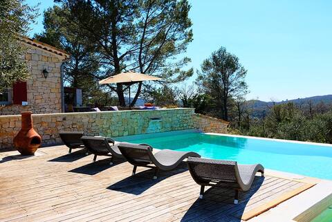 Stone villa with swimming pool in nature