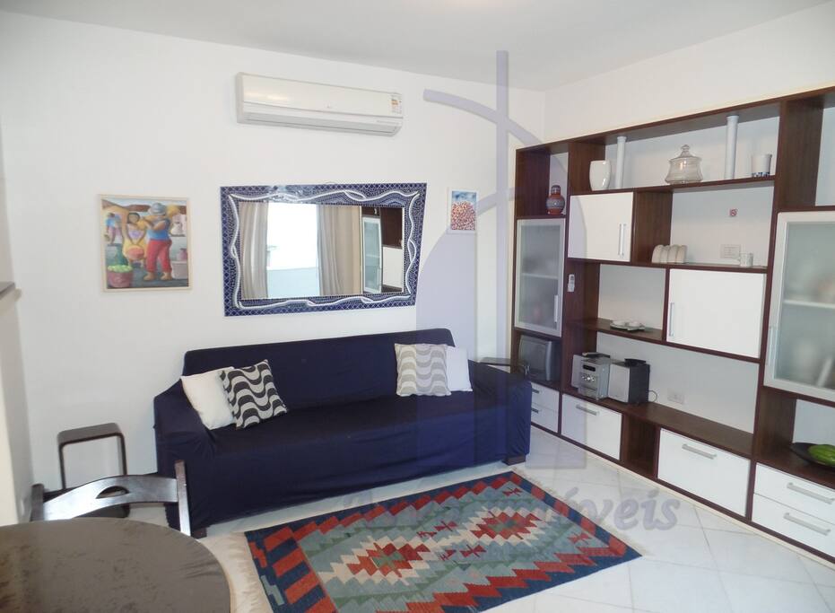 Sala com o sofá cama