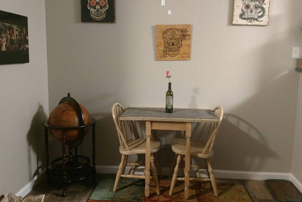 In the process of upgrading this area, getting larger table, more chairs :)
