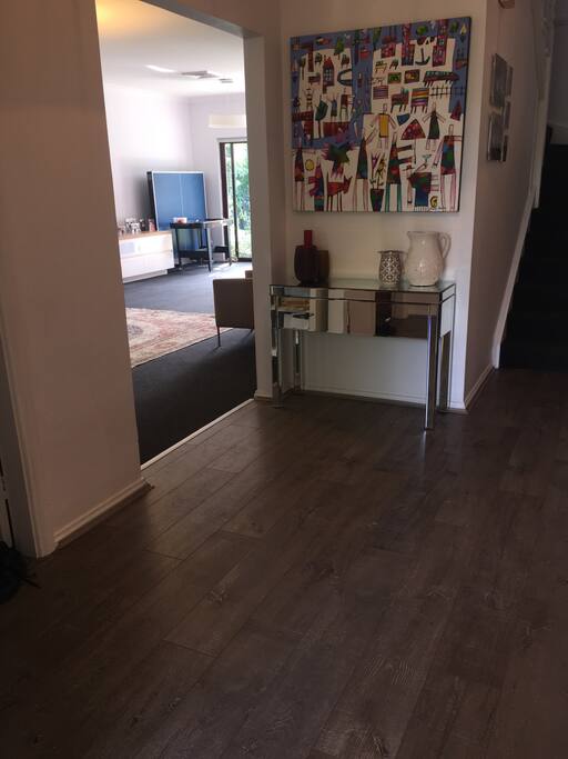 Stylish entry with internal access to garage