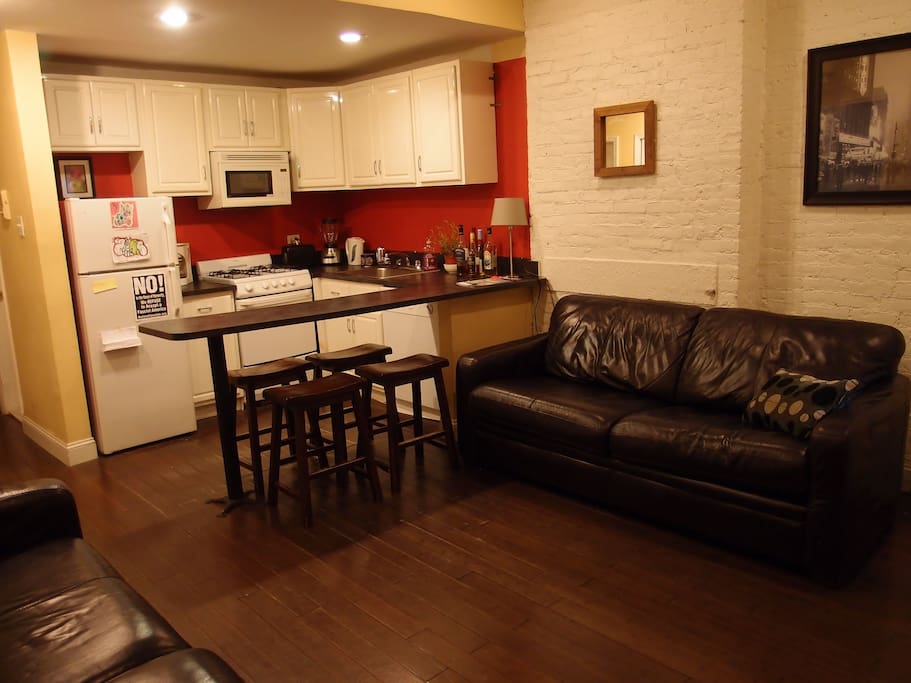 Big couches, Flat TV, Fully Equipped Kitchen