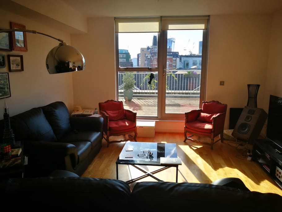 Sunny living room on a lovely day.