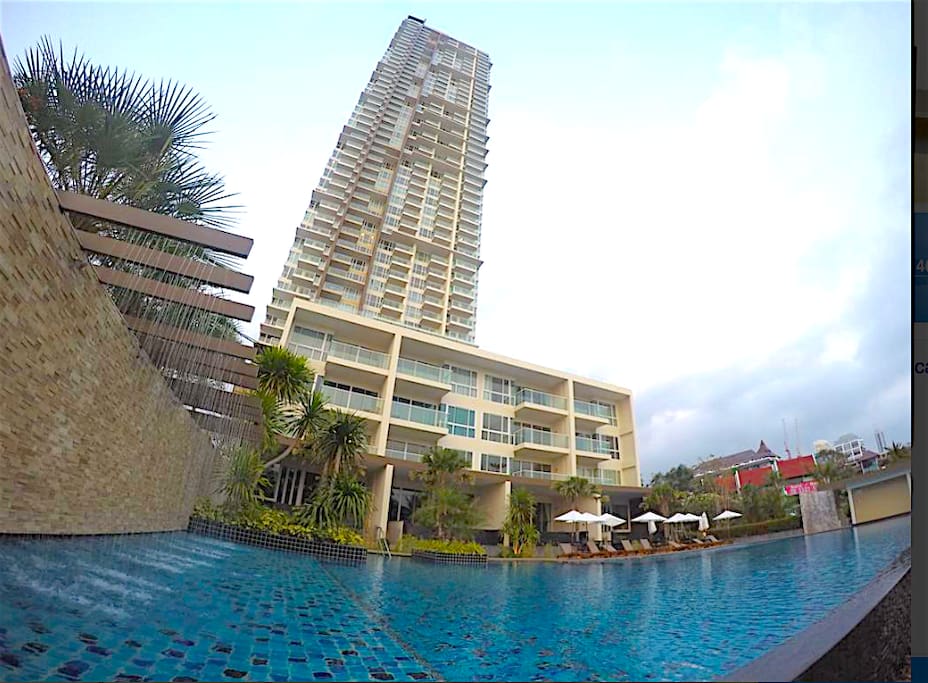 VIEW FROM POOL AREA TO THE TOWER