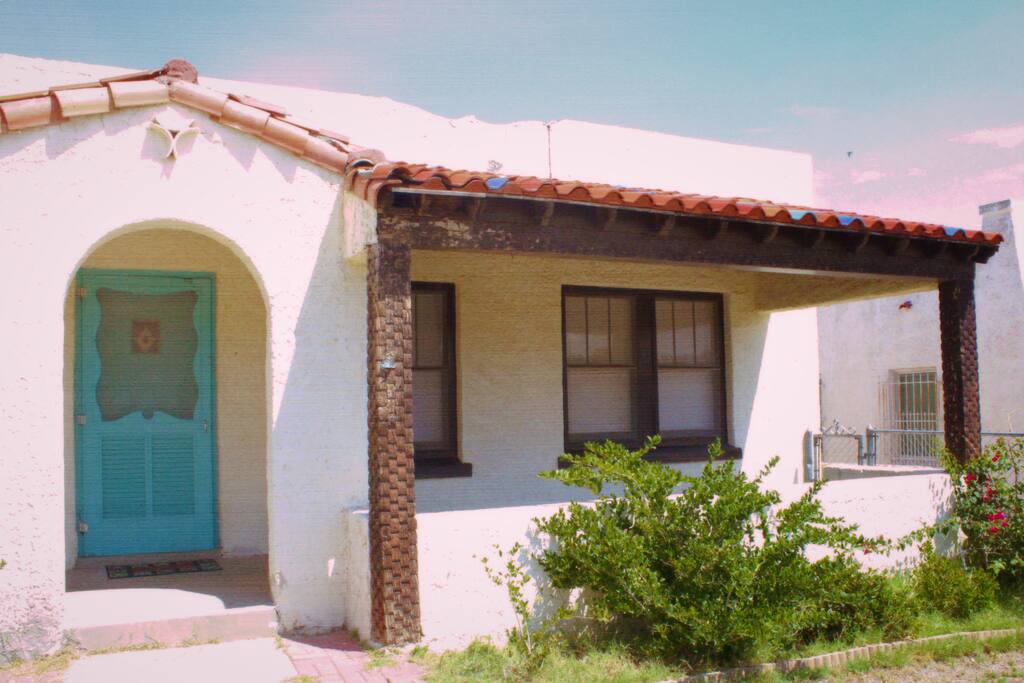 Enjoy spectacular views of the Franklin Mountains from the covered porch.