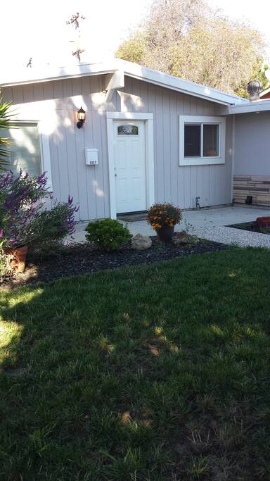 The front of the house is beautiful.