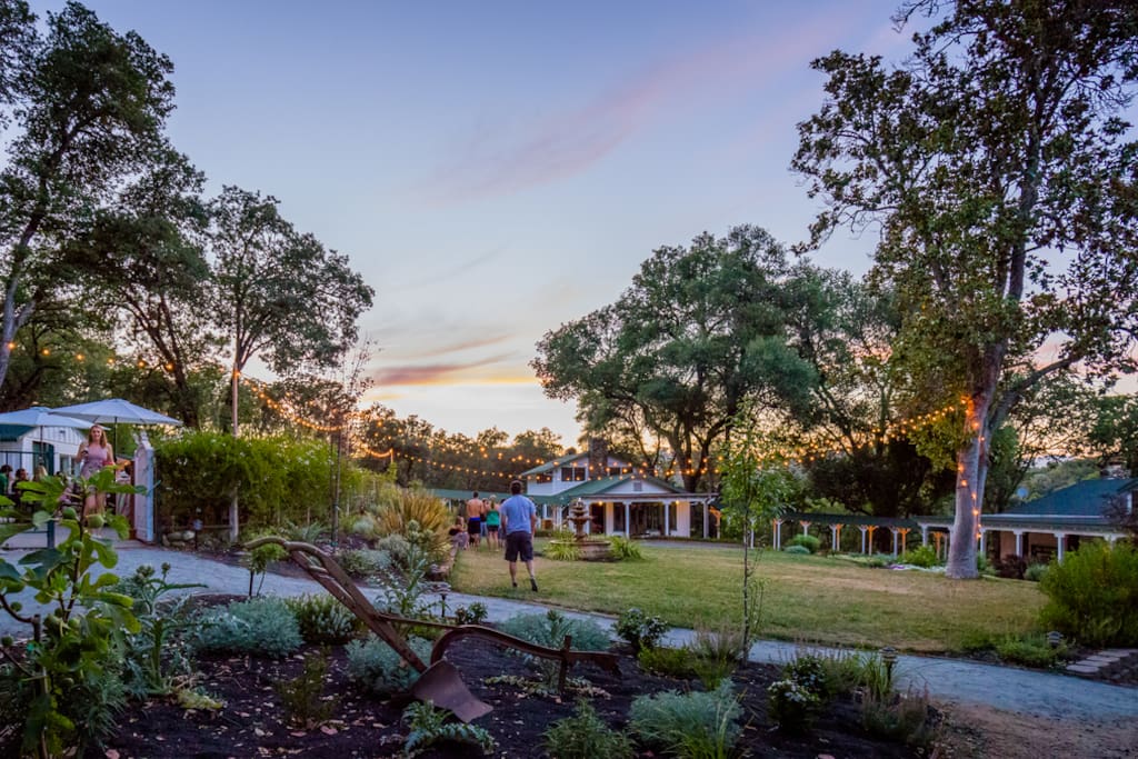 Surrounded by lawns and landscaping