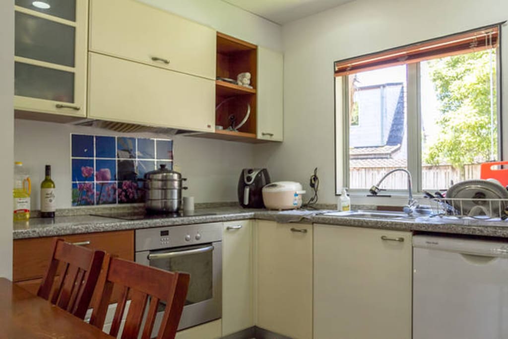 Well stocked kitchen with all necessary basic necessities, kitchen appliances and pots/pans etc.