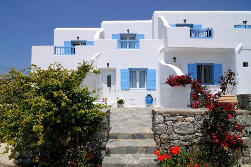 The apartments with private balconies.