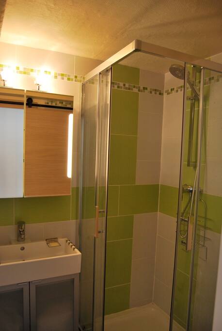 Salle de bain avec chauffe serviette électrique