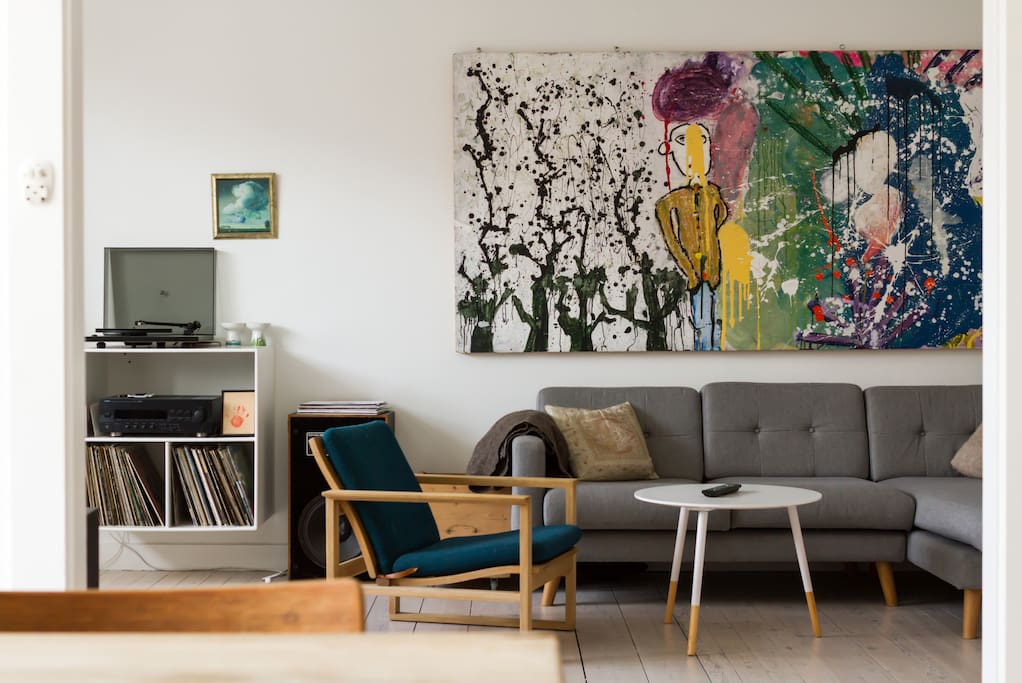 The living room with the couch
