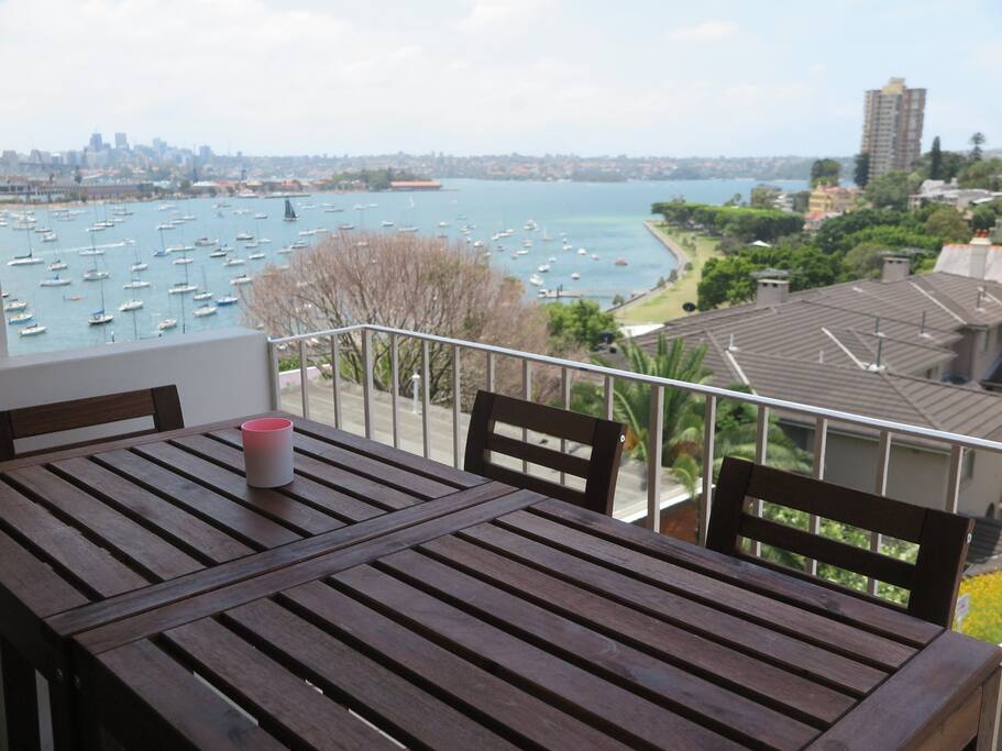 Outdoor table can seat 6 comfortably