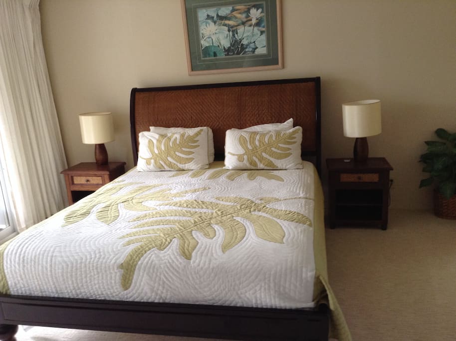 Queen size bed in master bedroom
