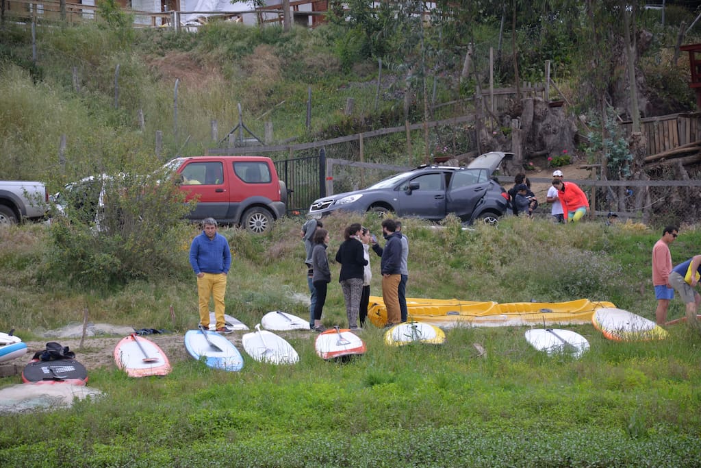 Preparando la corrida de Sup por el Río Rapel