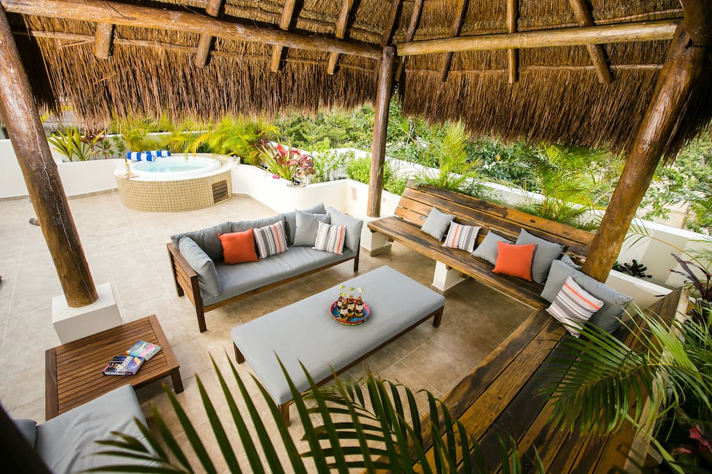 The private shade palapa with seating for 8.