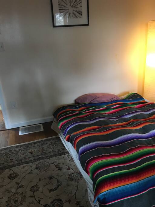 Technically this is a living room. I have a curtain in the doorway for privacy and a queen mattress on there. My son sleeps here every other week so there are 4 days a month this is not an option.
