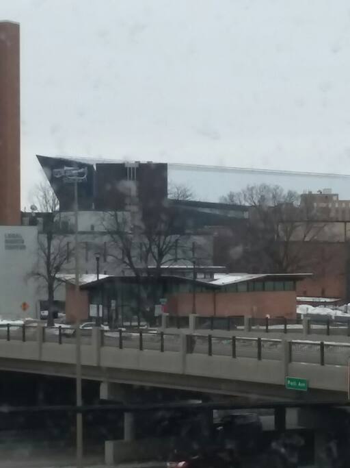 US Bank Stadium view from window.