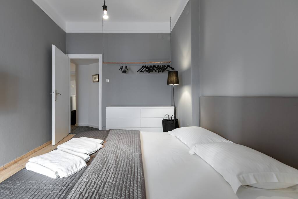 the bedroom with double bed