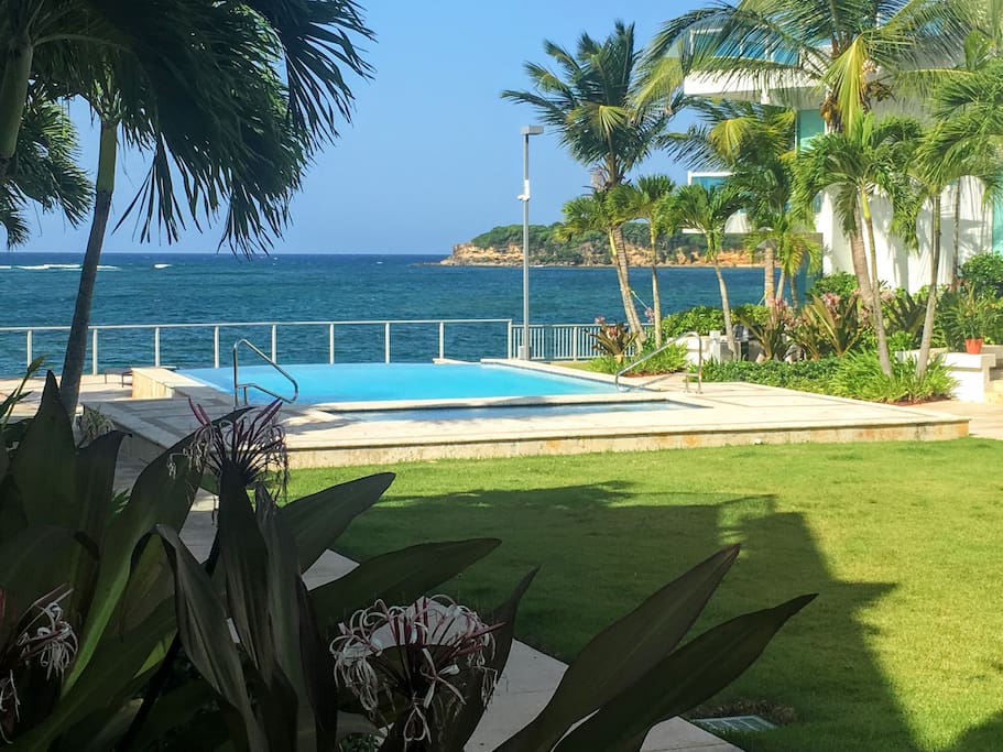Community pool overlooking the ocean