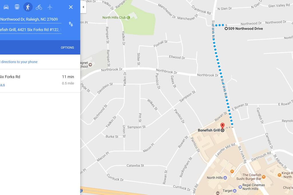 A short walk to Raleigh's highly sought North Hills mall
