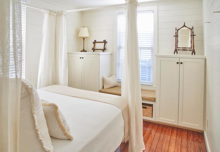 Plenty of storage in the queen bedroom and a window seat
