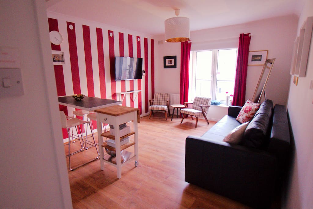 Kitchen-Living Room with Large Sofa-Bed