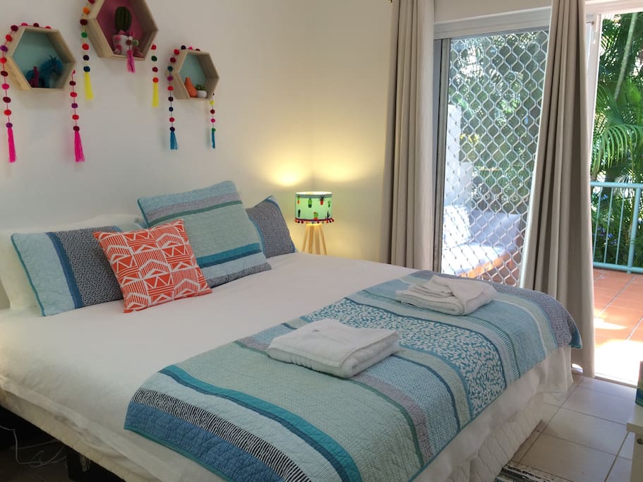 Your bedroom opening out onto our sunny back courtyard