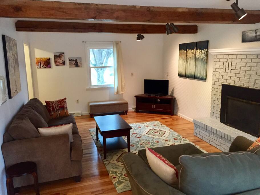 Updated family room with gas fireplace