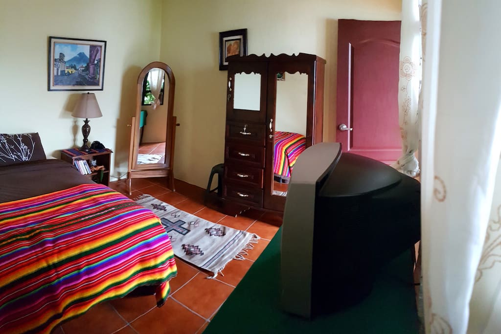 Private one single bed with private bathroom & hot shower.