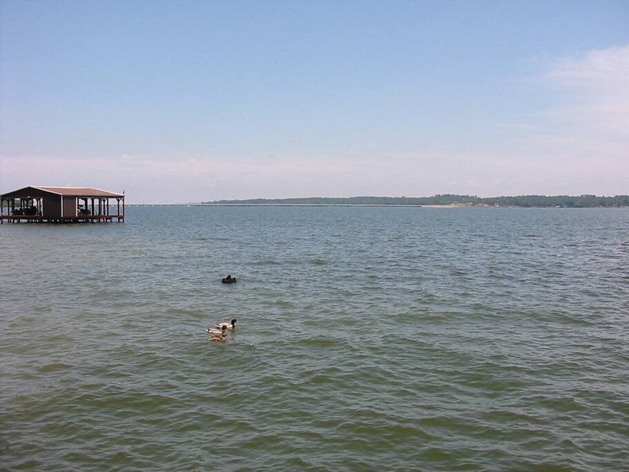 View from dock 1 mile to 1 mile long bridge over lake