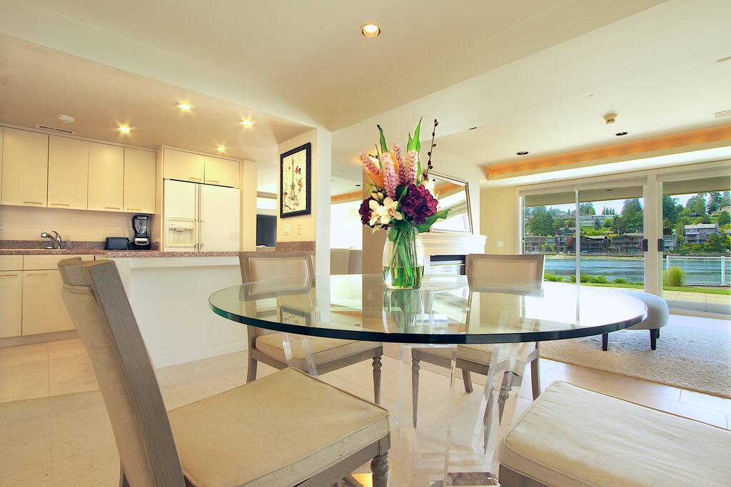 Dining room with gorgeous water view
