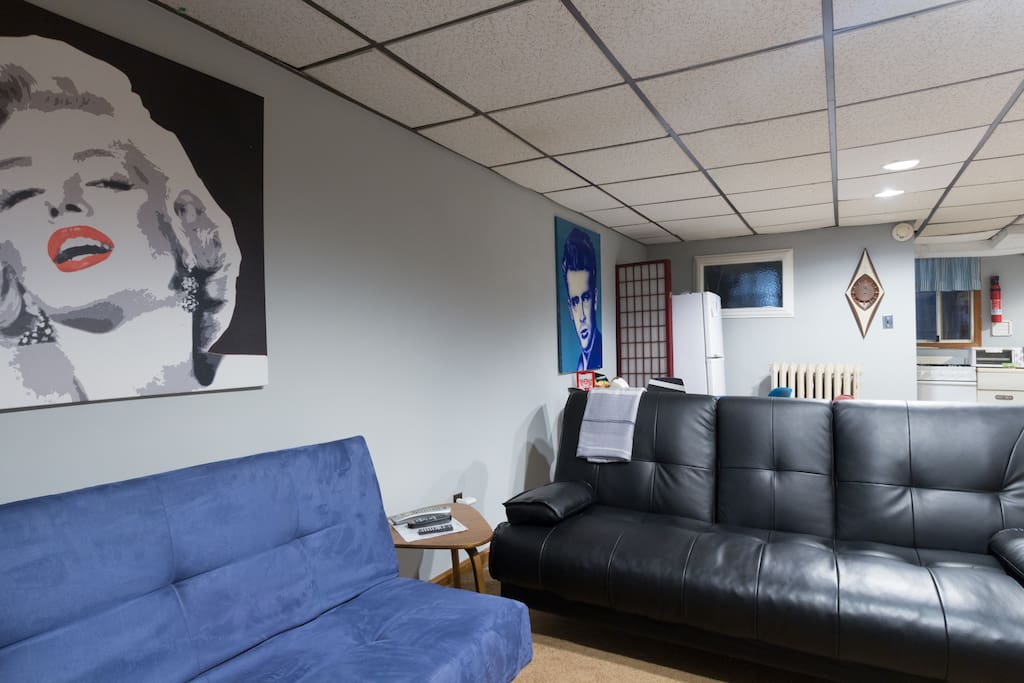 Both sofas open up into beds.