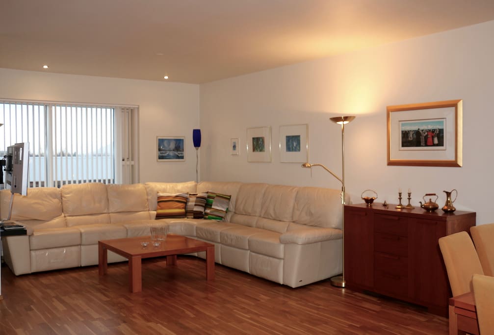 Spacious living room with an XXL corner sofa