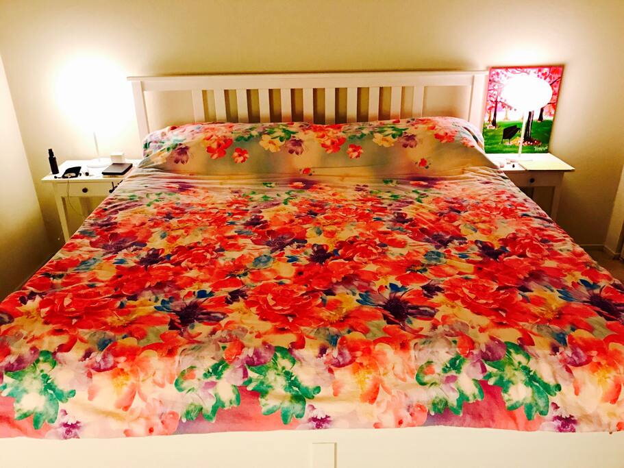 Our king size bed with Simmons Beautyrest mattress.