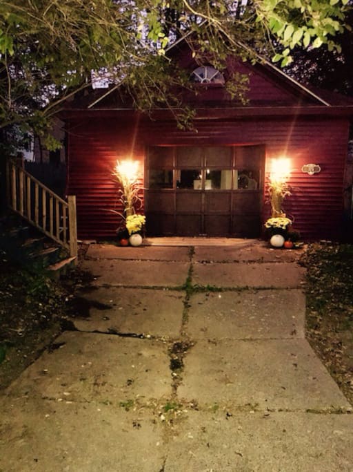 Original carriage house, now our garage. House number is on the garage.
