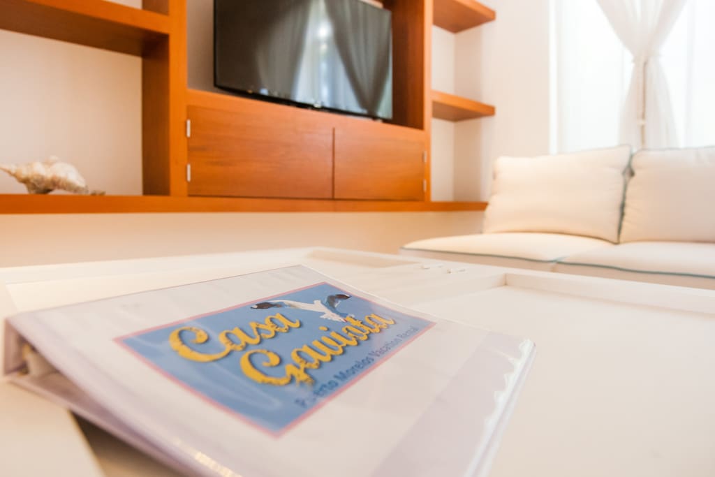 Welcoming book with details about the town and information for the house
