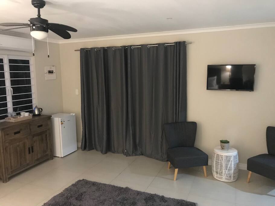 Lavender living area.