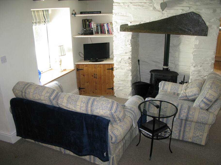 Lounge with wood burner