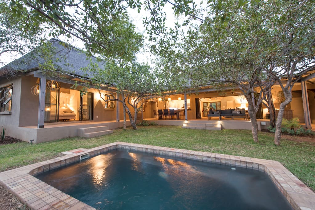 Splash pool and garden.