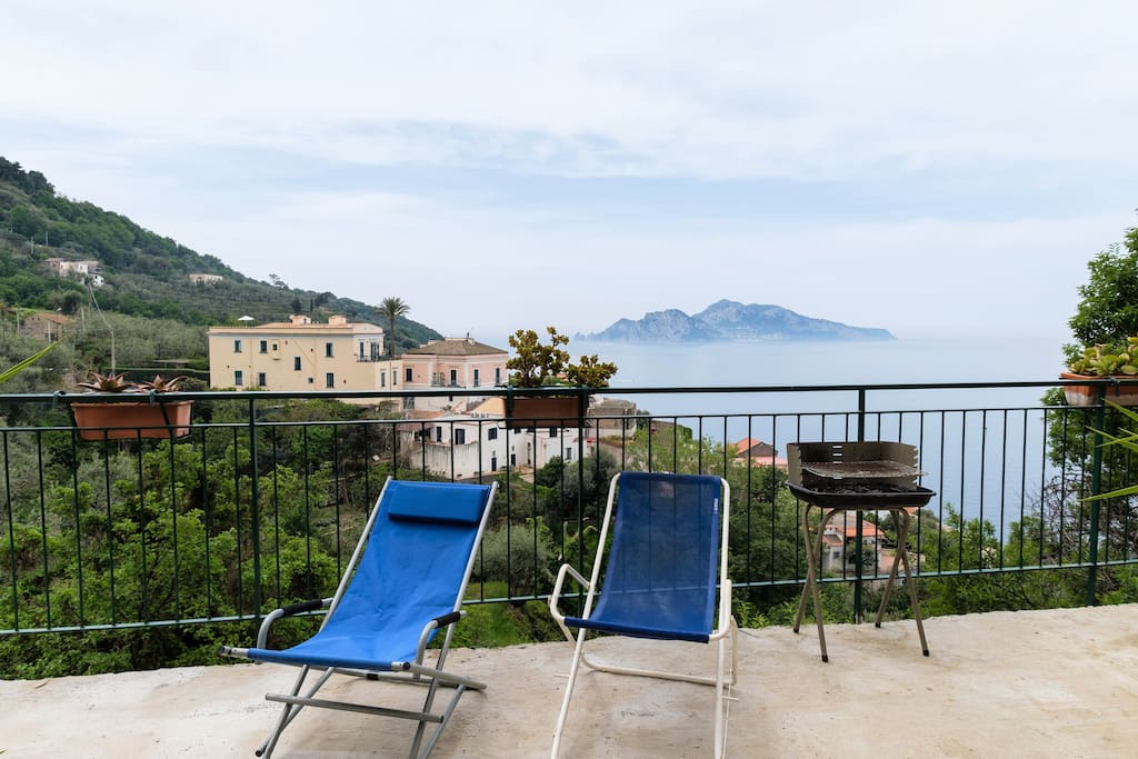 large balcony with sea view on Capri