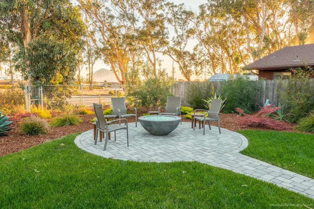 Enjoy the stunning view of Morro Rock from the fire pit
