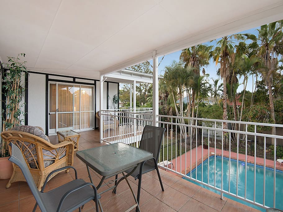 Deck overlooking the pool.