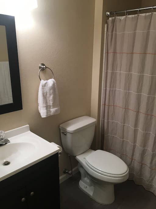 Private Bathroom attached to the room. Complete with Shampoo, Conditioner, Body Wash, Towels and Washcloths.