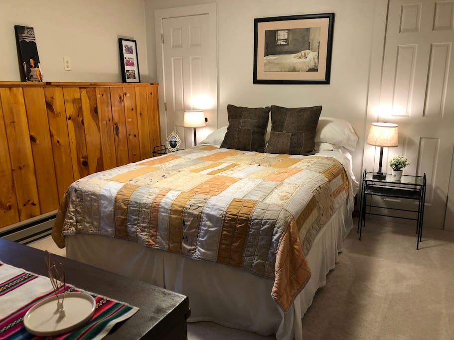 Downstairs bedroom connected to den. Stays cool in summer, thermostat to control heating in winter.